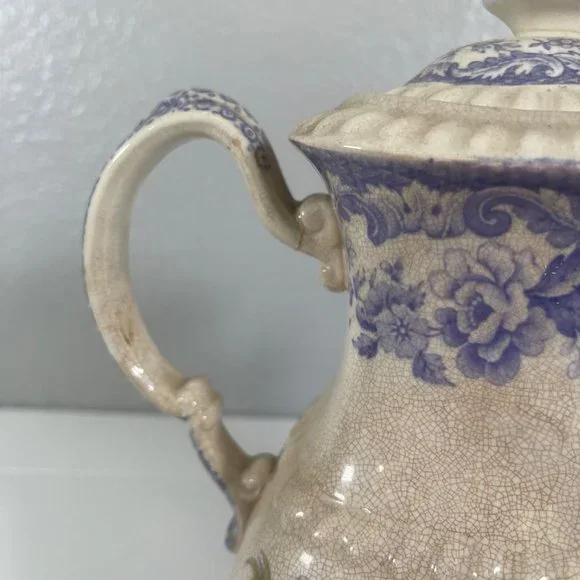 VTG Copeland SPODE Mayflower Coffee or Tea Pot Lavender British Flowers Damaged - Picture 8 of 10